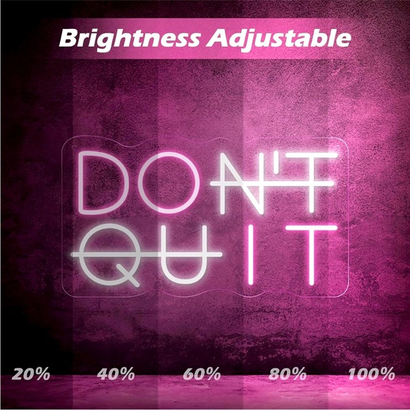 DON'T QUIT/DO IT Pink Cute Neon Sign Light Gym/Work Space/Man Cave/Dorm Decor - Picture 3 of 9